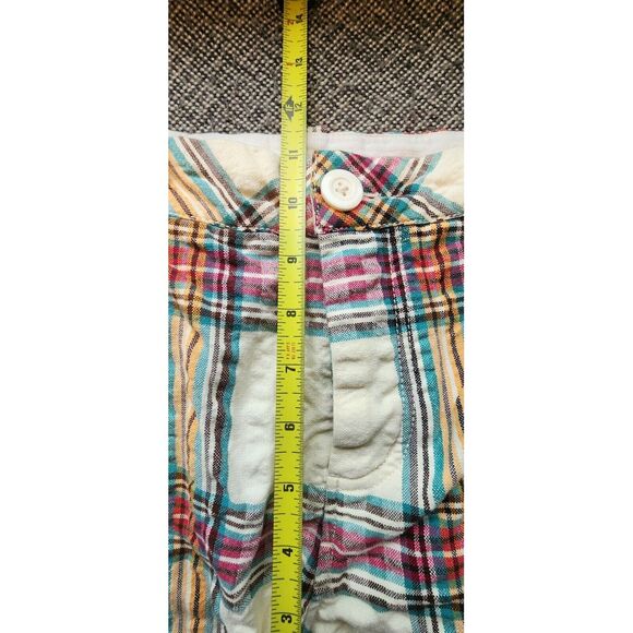 Free‎ People Marlowe Yarn Dye Slouchy Plaid Tan Trousers Pants Womans Sz 2 NEW - Picture 7 of 10